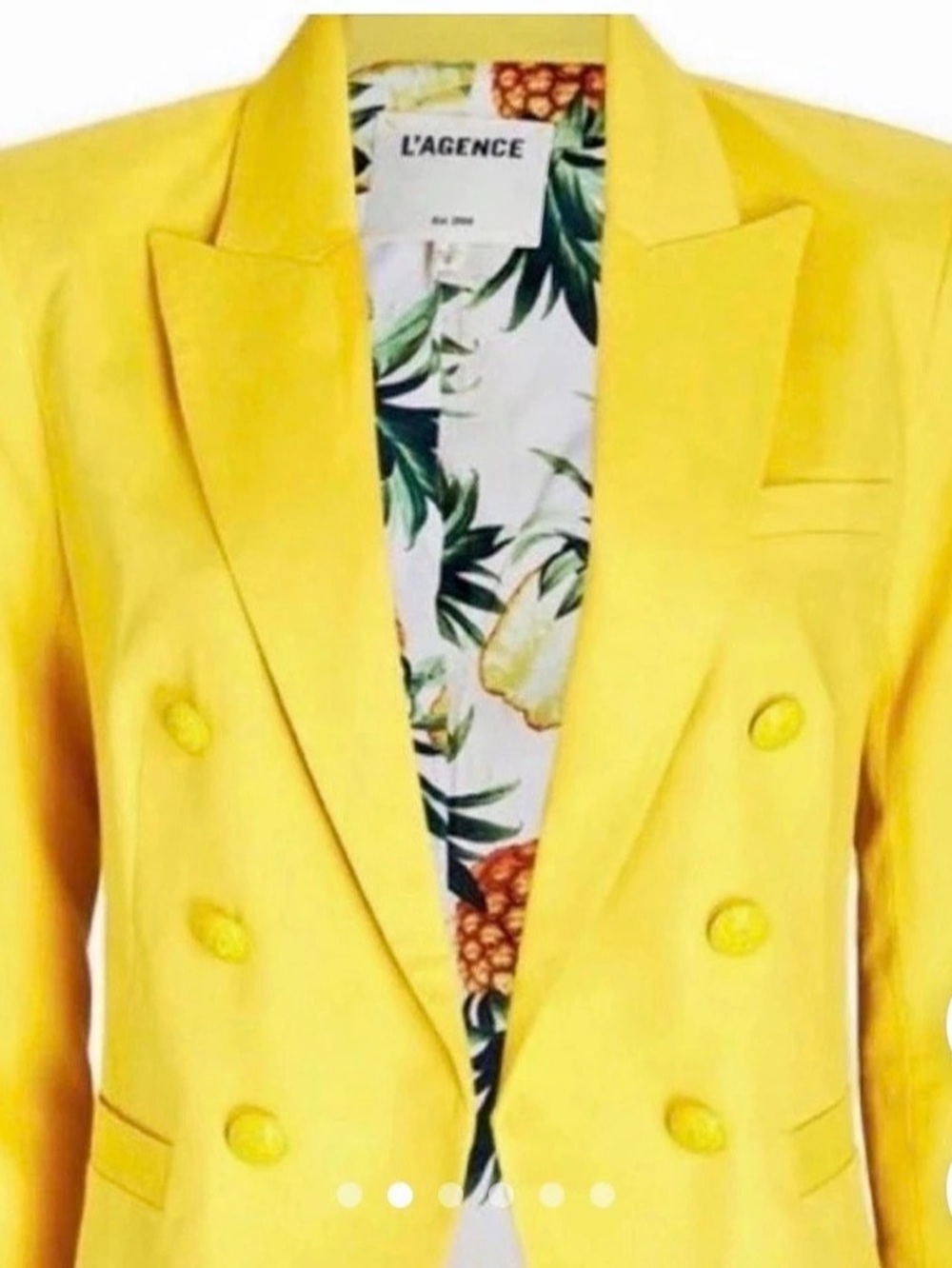 L'Agence Brooke Double Breasted Blazer Yellow Floral Size 2